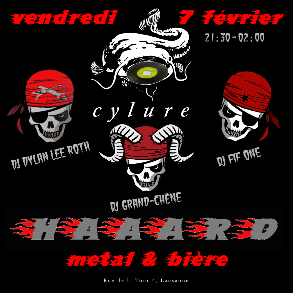 Vendredi 7 février 2025
Dj Dylan Lee Roth
Dj Grand-Chêne
Dj Fif One
Cylure 21:30-02:00